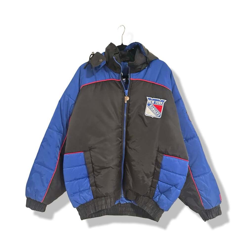 Pro Player New York Rangers Puffer Jacket Size L Blue Black NHL Hockey